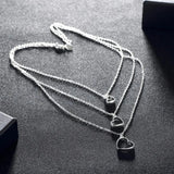 Lekani 925 Silver 3 Heart Necklace & Pendant Sterling Silver Chain Jewelry