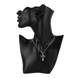 925 Silver Cross Violet Zircon Crystal Pendant Necklace Women Gift Jewelry
