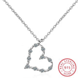 925 Silver Heart Pendant Necklace with Rhinestones