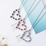 925 Silver Heart Pendant Necklace with Rhinestones