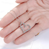 925 Silver Heart Pendant Necklace with Rhinestones