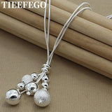 925 Silver Snake Chain Beads Pendant Necklace For Women