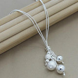 925 Silver Snake Chain Beads Pendant Necklace For Women