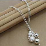 925 Silver Snake Chain Beads Pendant Necklace For Women