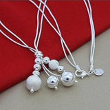 925 Silver Snake Chain Beads Pendant Necklace For Women