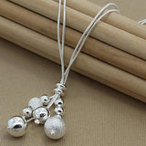 925 Silver Snake Chain Beads Pendant Necklace For Women
