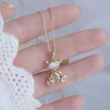 14K Bear Pendant Long Chain Necklace for Women Jewelry