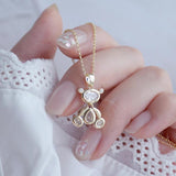 14K Bear Pendant Long Chain Necklace for Women Jewelry