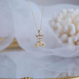 14K Bear Pendant Long Chain Necklace for Women Jewelry