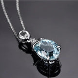 Water Drop Zircon 925 Sterling Silver Pendant Necklace