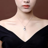 Water Drop Zircon 925 Sterling Silver Pendant Necklace