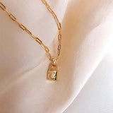 14K Gold Plated Star Moon Lock Necklace with Zircon