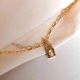 14K Gold Plated Star Moon Lock Necklace with Zircon