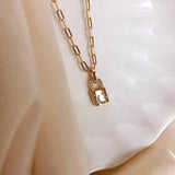 14K Gold Plated Star Moon Lock Necklace with Zircon