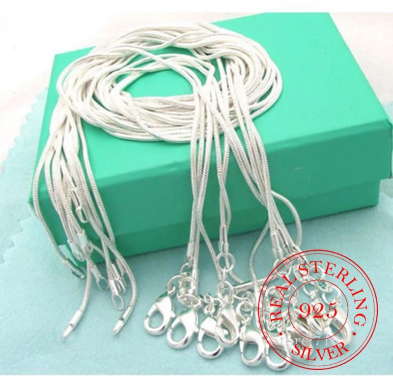 5pcs/lot 925 Sterling Silver Chains 1mm Snake Chain Necklace