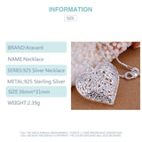 925 Silver Hollow Heart Pendant Necklace Chains For Women