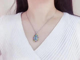 Silver Water Drop Pendant Necklace for Women - Anniversary Gift