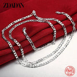 925 Sterling Silver 4MM Flat Necklace Men Women Party Accessory