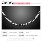 925 Sterling Silver 4MM Flat Necklace Men Women Party Accessory