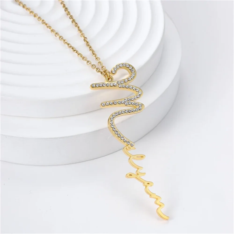 Personalized Cursive Script Name Crystal Necklace