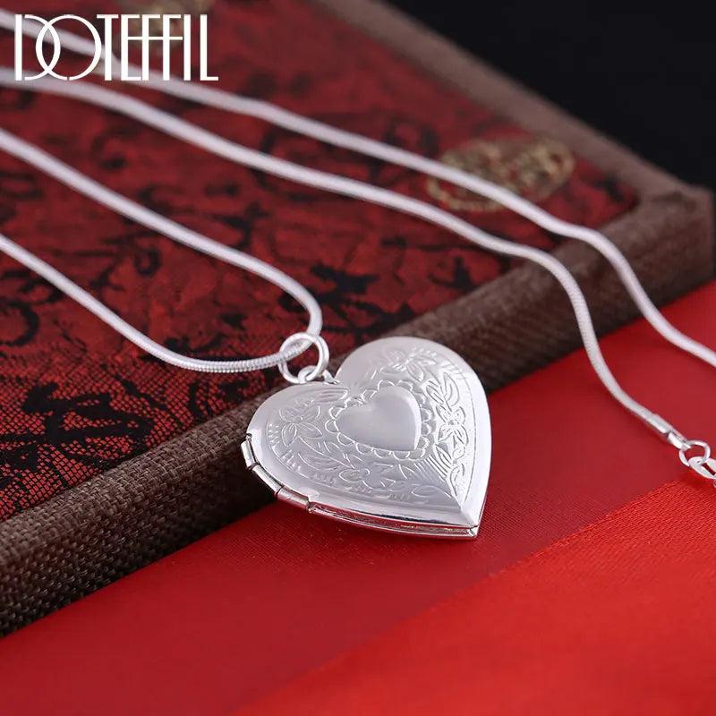 925 Silver Heart Photo Frame Necklace
