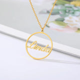 Personalized Circle Name Necklace for Women Stainless Steel Choker Jewelry Gift
