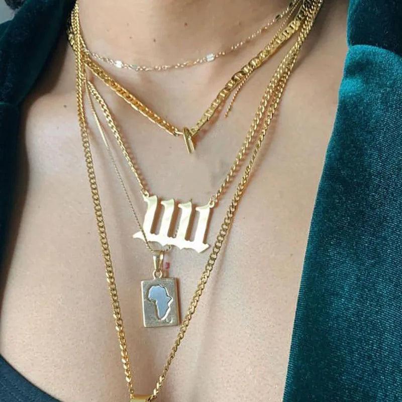 Old English Birth Year Necklace for Women - Stainless Steel