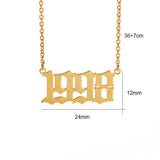 Old English Birth Year Necklace for Women - Stainless Steel