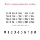 Old English Birth Year Necklace for Women - Stainless Steel