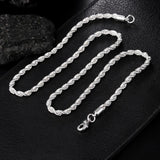 925 Silver 4MM Rope Chain Necklace 16-24 Inches