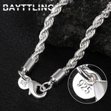 925 Silver 4MM Rope Chain Necklace 16-24 Inches
