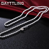 925 Silver 4MM Rope Chain Necklace 16-24 Inches