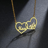 Stainless Steel Two Hearts Name Necklace Personalized Pendant