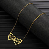 Stainless Steel Two Hearts Name Necklace Personalized Pendant