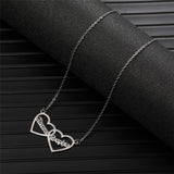 Stainless Steel Two Hearts Name Necklace Personalized Pendant