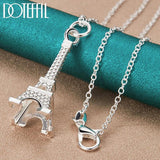 925 Silver Eiffel Tower Pendant Necklace 16-30 Inch Chain