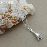 925 Silver Eiffel Tower Pendant Necklace 16-30 Inch Chain