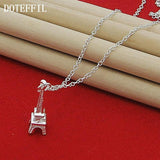 925 Silver Eiffel Tower Pendant Necklace 16-30 Inch Chain