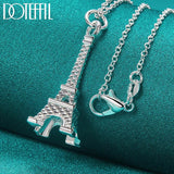 925 Silver Eiffel Tower Pendant Necklace 16-30 Inch Chain