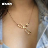 Stethoscope Letter Name Necklace Pendant Stainless Steel