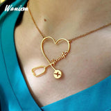 Stethoscope Letter Name Necklace Pendant Stainless Steel