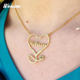 Stethoscope Letter Name Necklace Pendant Stainless Steel