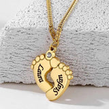 Personalized Zircon Letter Foot Pendant Necklace with Name Engraving