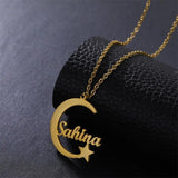 Moon Star Pendant Necklace High Stainless Steel for Ladies Jewelry Gift