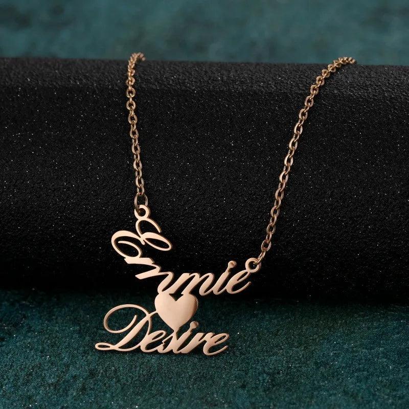 Personalized Stainless Steel Name Necklace with Heart Pendant