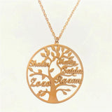 Custom Family Tree Name Necklace, Stainless Steel, Up to 6 Names
