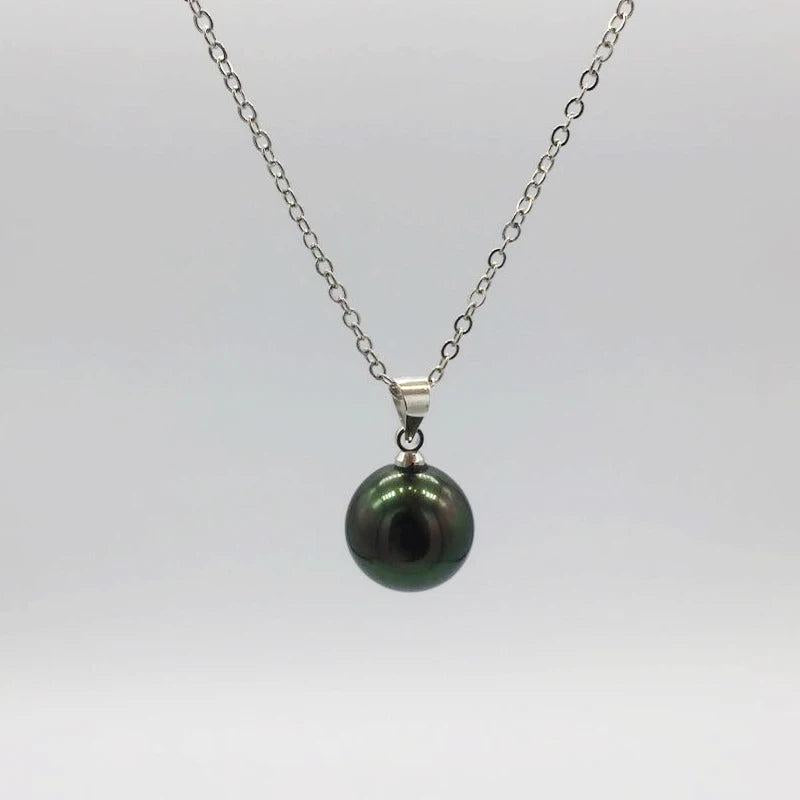 925 Silver Round Pearl Pendant Necklace