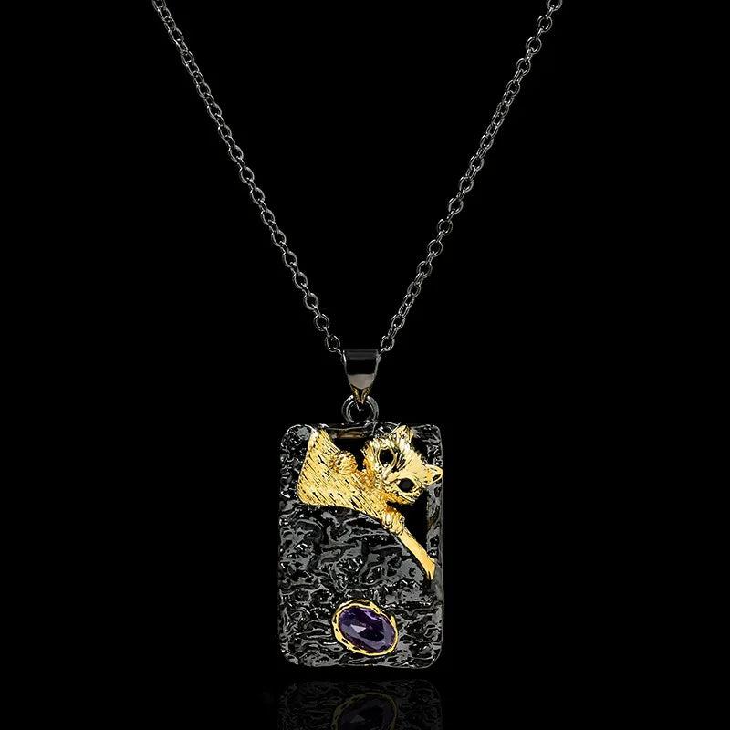 Cat Pendant Necklace 925 Silver Sweater Chain