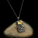 Cat Pendant Necklace 925 Silver Sweater Chain