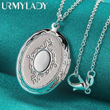 925 Silver Round Photo Frame Pendant Necklace with 16-30 Inch Chain